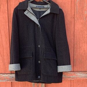 Herman Kay Women's Classic Black and Gray Pea Coat ~ Size L